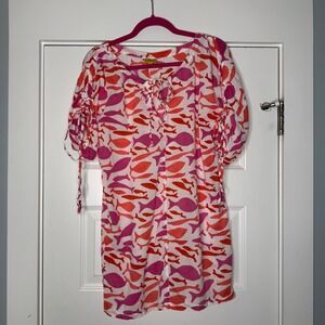 Roberta Roller Rabbit Lightweight Cotton Fish Print Coverup Beach Vacation Pool